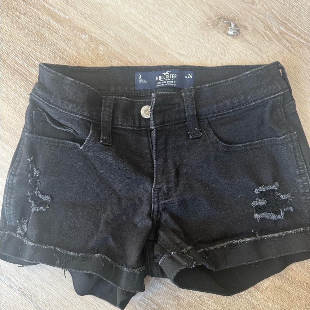 Hollister Women's Black Distressed Jean Shorts